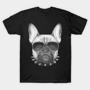 French Bulldog with collar and sunglasses T-Shirt